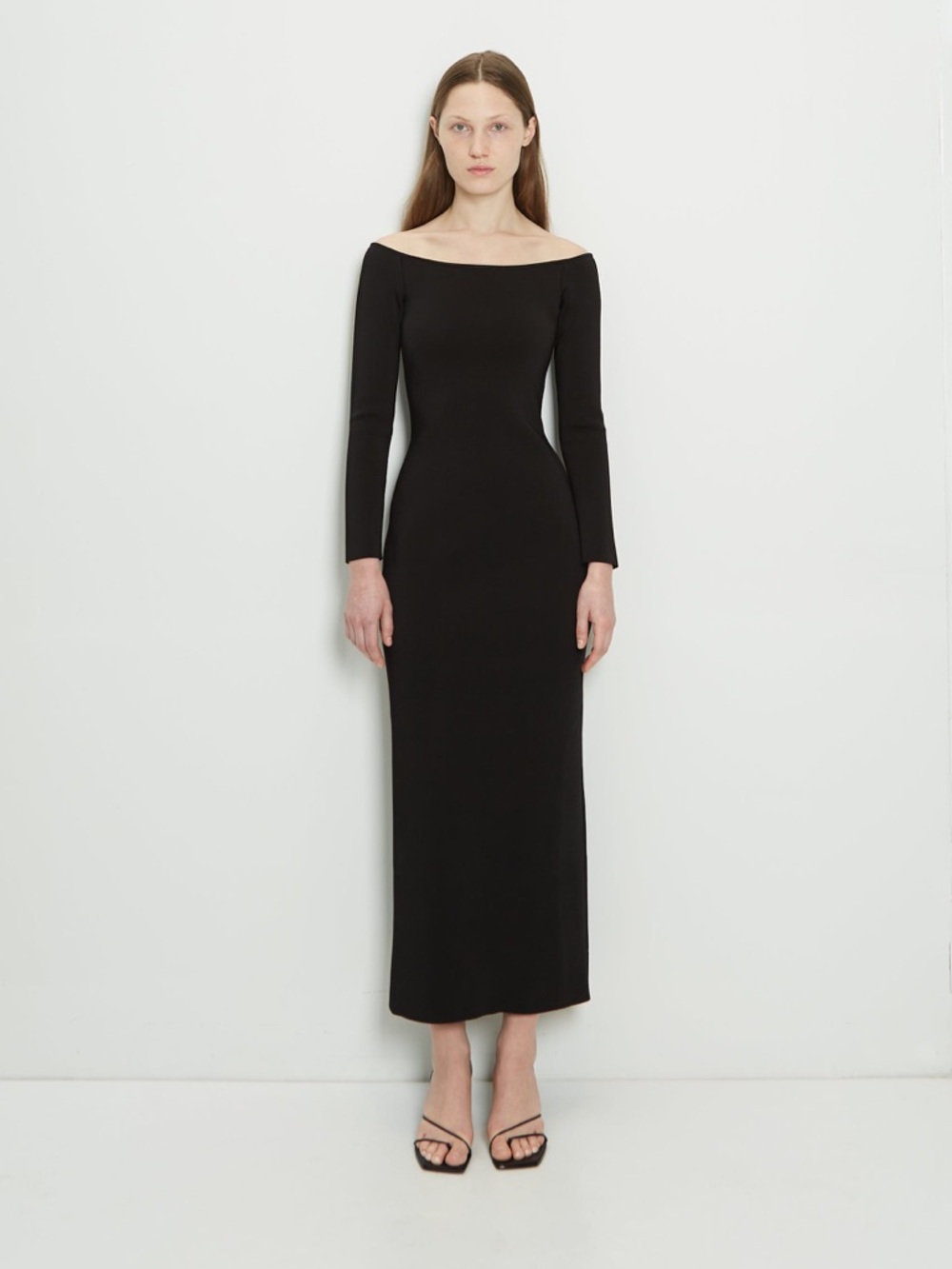 The Row “Teresina” Black Off-the-Shoulder Long Sleeve Maxi Dress